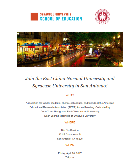 Join the East China Normal University and Syracuse University in San Antonio